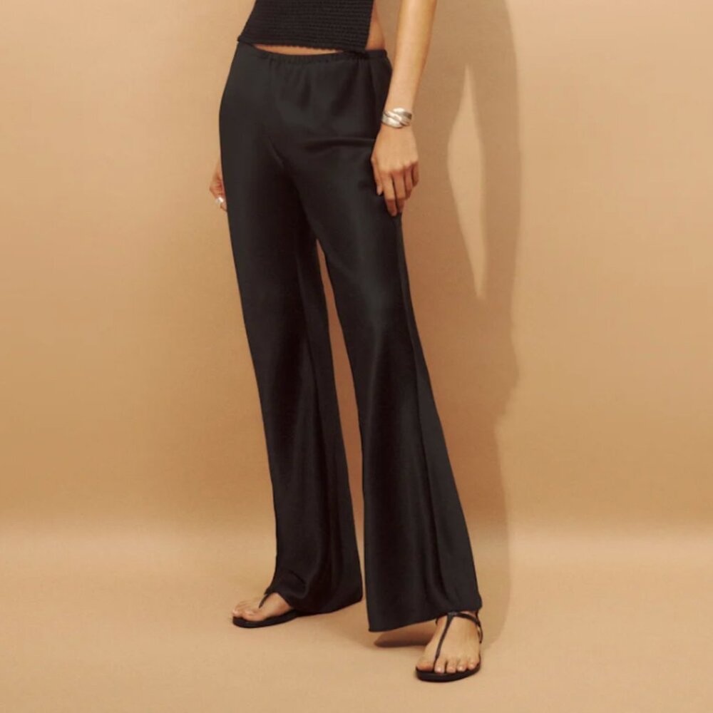 Reformation Petites Gale Satin Mid Rise Bias Pant